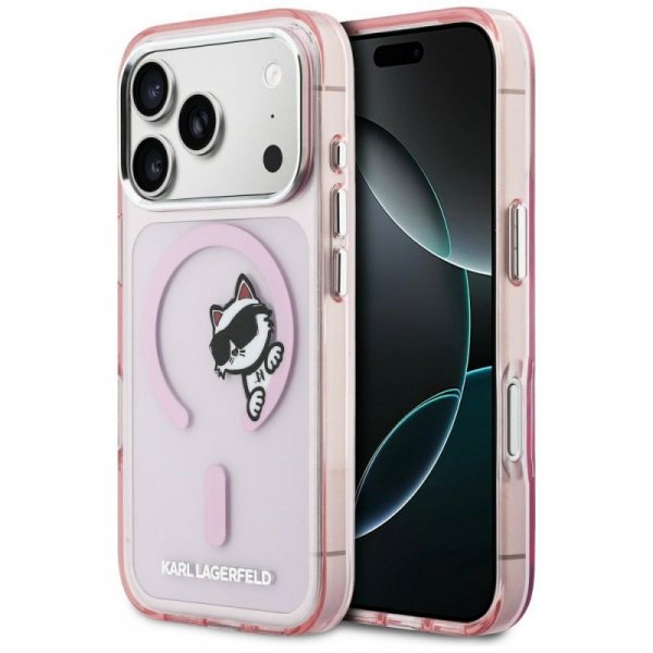 Etui Karl Lagerfeld IML Peekaboo MagSafe do iPhone 17 Pro różowy