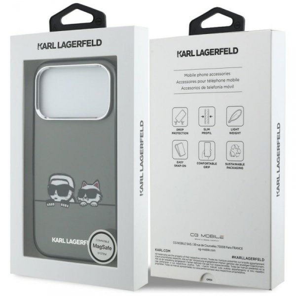 Etui Karl Lagerfeld IML Karl & Choupette Peekaboo Logo MagSafe do iPhone 17 Pro czarny