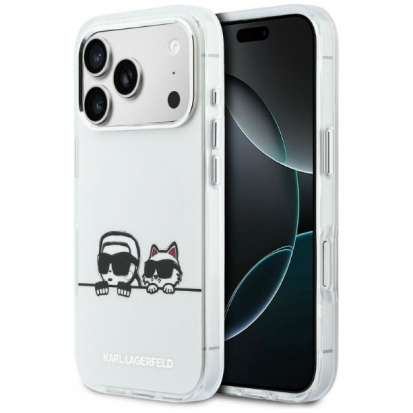 Etui Karl Lagerfeld IML Karl & Choupette Peekaboo Logo MagSafe do iPhone 17 Pro biały