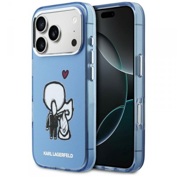 Etui Karl Lagerfeld Karl & Choupette     Back MagSafe do iPhone 17 Pro niebieski