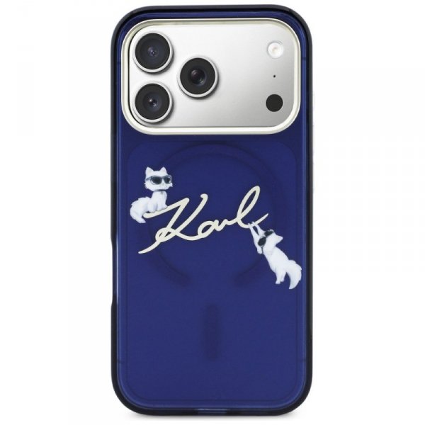 Etui Karl Lagerfeld IML Choupettes Karl  Script Logo MagSafe do iPhone 17 Pro Max niebieski