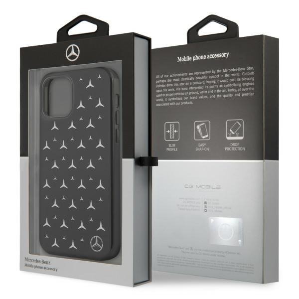 Mercedes MEHCP12MESPBK iPhone 12/12 Pro 6,1&quot; czarny/black hardcase Silver Stars Pattern