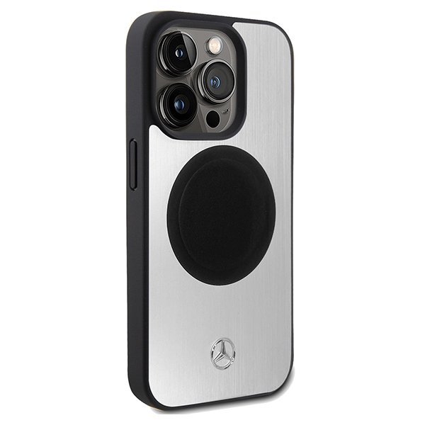 Mercedes MEHMP15X23ACMS iPhone 15 Pro Max 6.7&quot; srebrny/silver hardcase Leather&Alu MagSafe