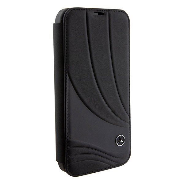 Mercedes MEBKP15L8ROLK iPhone 15 Pro 6.1&quot; czarny/black bookcase Leather Wave Patern