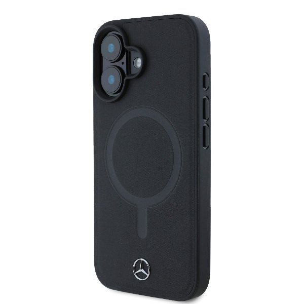 Mercedes MEHMP16S23RCMK iPhone16 6.1&quot; czarny/black hardcase Plain Smooth Leather MagSafe