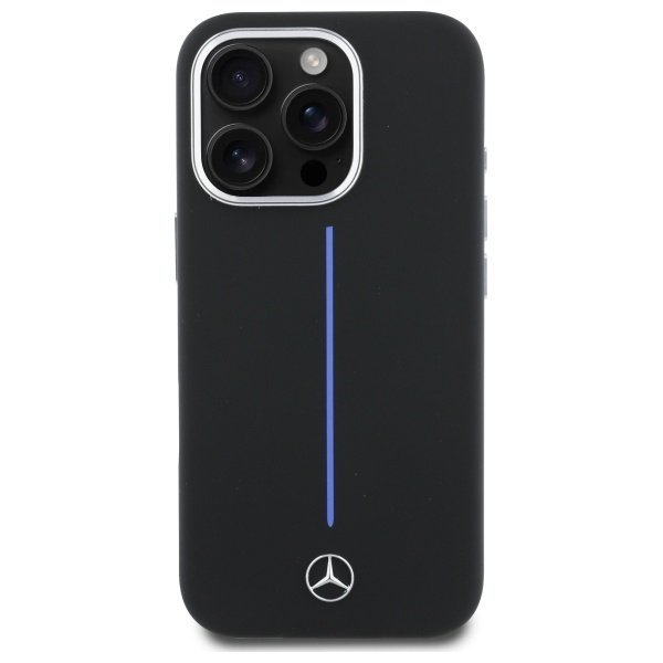 Mercedes MEHMP16L23SUMBK iPhone 16Pro 6.3&quot; czarny/black hardcase Silicone Blue Stripe MagSafe