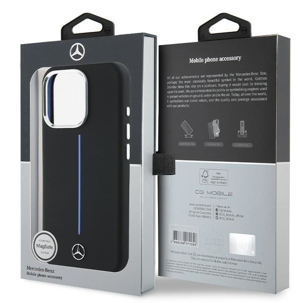 Mercedes MEHMP16X23SUMBK iPhone 16Pro Max 6.9&quot; czarny/black hardcase Silicone Blue Stripe MagSafe