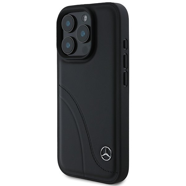 Mercedes MEHCP16L23RBCSK iPhone 16 Pro6.3&quot; czarny/black hardcase MB Curved Stitches Leather