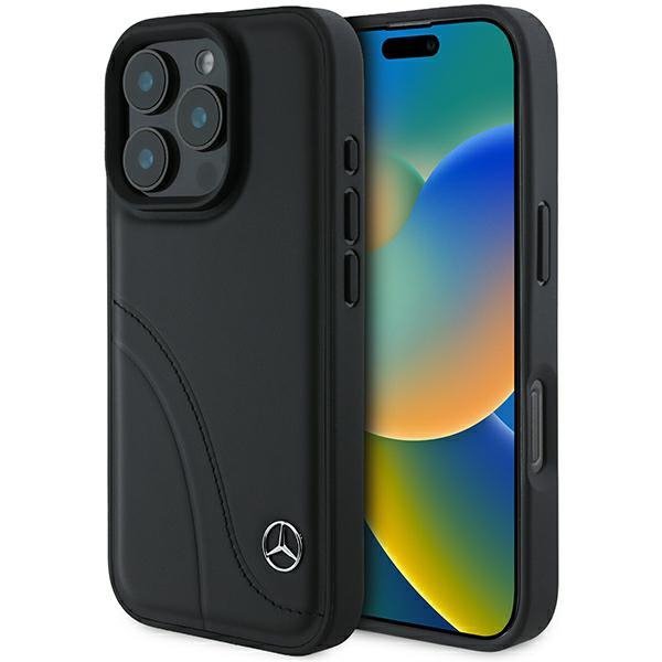 Mercedes MEHCP16X23RBCSK iPhone 16 ProMax 6.9&quot; czarny/black hardcase MB Curved Stitches Leather