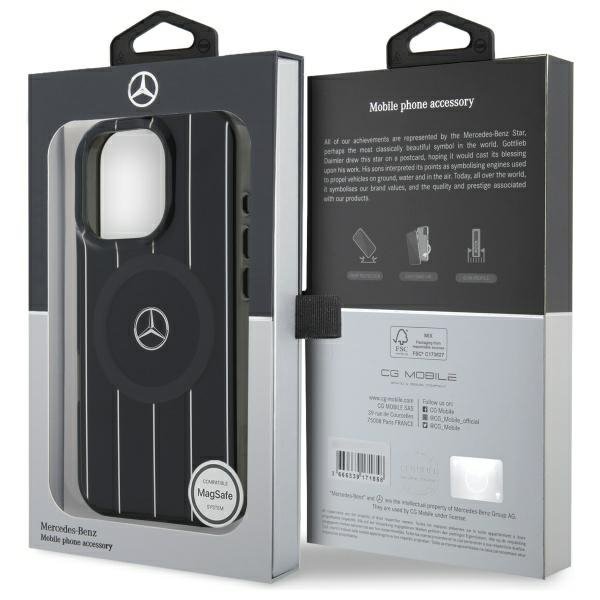 Mercedes MEHMP16L23HRSK iPhone 16 Pro 6.3&quot; czarny/black hardcase MB Double Layer Crossed Lines MagSafe
