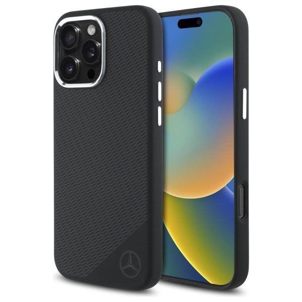 Mercedes MEHMP16X23SUGDK iPhone 16 Pro   Max 6.9&quot; czarny/black hardcase Silicone Tonal Logo Wood Pattern MagSafe