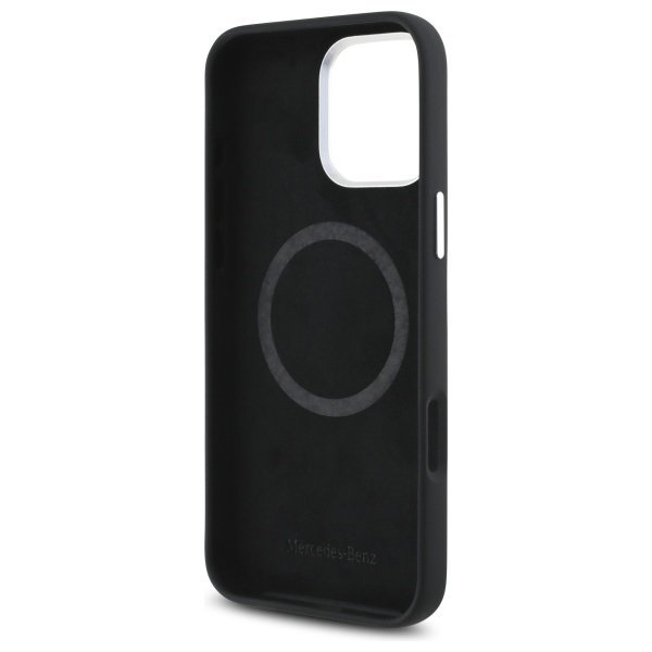 Mercedes MEHMP16L23SUGDK iPhone 16 Pro   6.3&quot; czarny/black hardcase Silicone Tonal Logo Wood Pattern MagSafe