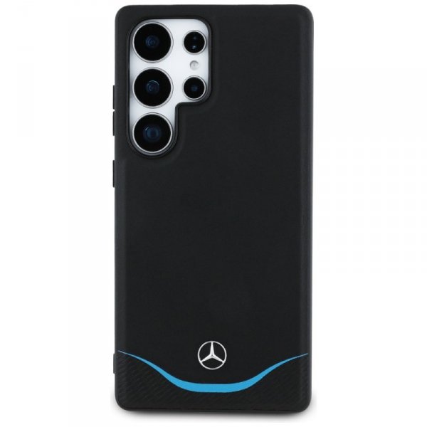 Etui Mercedes Leather Contrasted Blue    Horizontal Curve MagSafe do Samsung Galaxy S25 Ultra czarny