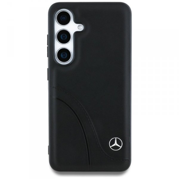 Etui Mercedes Leather Curved Stitches do Samsung Galaxy S25 czarny