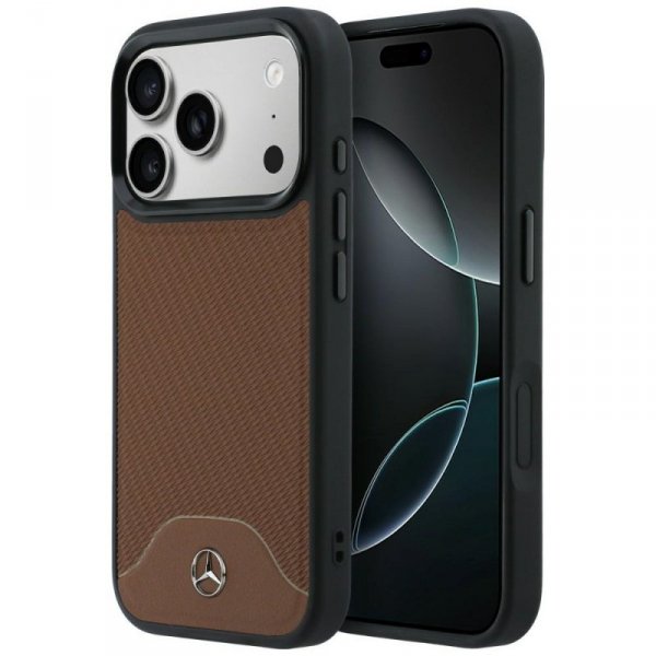 Etui Mercedes Leather Wood Effect and    Curve MagSafe do iPhone 17 Pro Max camel