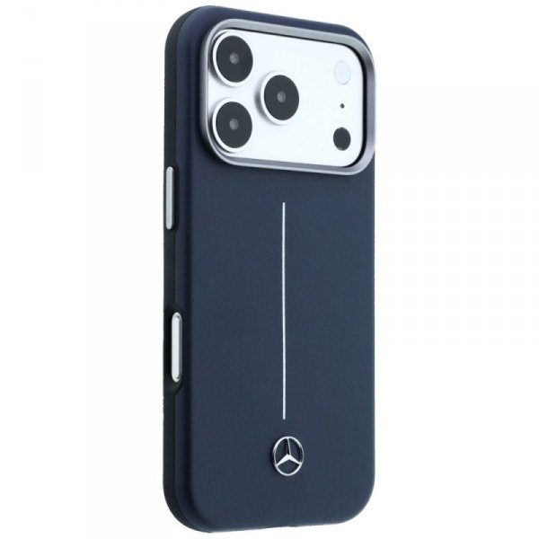 Etui Mercedes Leather Semi Wrap Iconic   Line MagSafe do iPhone 17 Pro granatowy