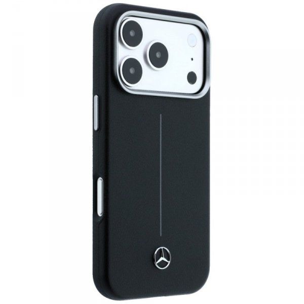 Etui Mercedes Leather Semi Wrap Iconic   Line MagSafe do iPhone 17 Pro czarny