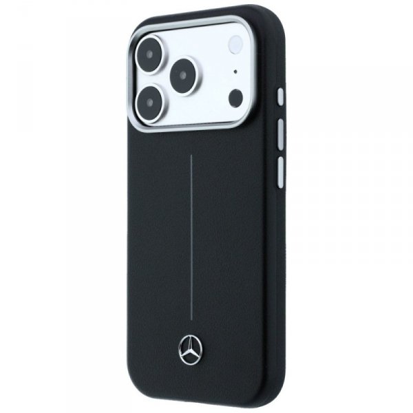 Etui Mercedes Leather Semi Wrap Iconic   Line MagSafe do iPhone 17 Pro Max czarny