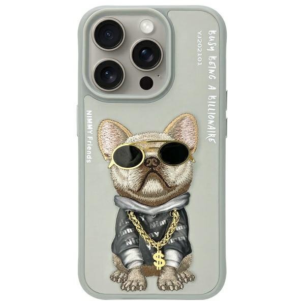 Nimmy etui iPhone 15 Pro Max 6.7&quot;        szary/gray Glasses Cool Dog