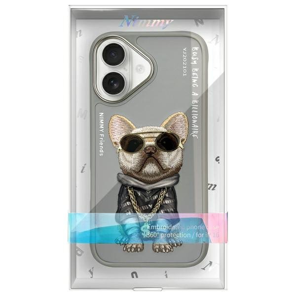 Nimmy etui iPhone 16 6.1&quot; szary/gray     Glasses Cool Dog
