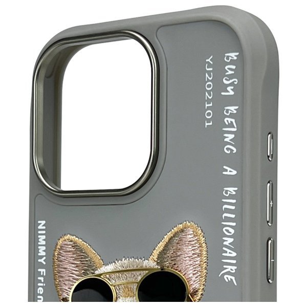 Nimmy etui iPhone 16 Pro 6.3&quot; szary/gray Glasses Cool Dog