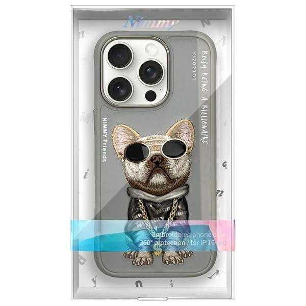Nimmy etui iPhone 16 Pro 6.3&quot; szary/gray Glasses Cool Dog