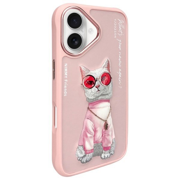 Nimmy etui iPhone 16 6.1&quot; różowy/pink    Glasses Cool Cat