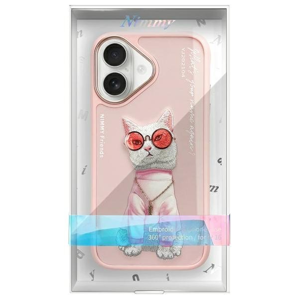 Nimmy etui iPhone 16 6.1&quot; różowy/pink    Glasses Cool Cat