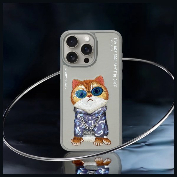 Nimmy etui iPhone 15 Pro 6.1&quot; szary/gray Glasses Cool Cat