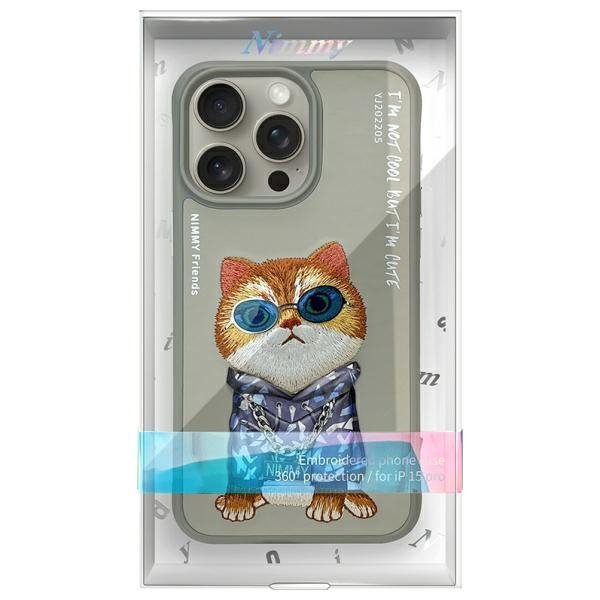 Nimmy etui iPhone 15 Pro 6.1&quot; szary/gray Glasses Cool Cat