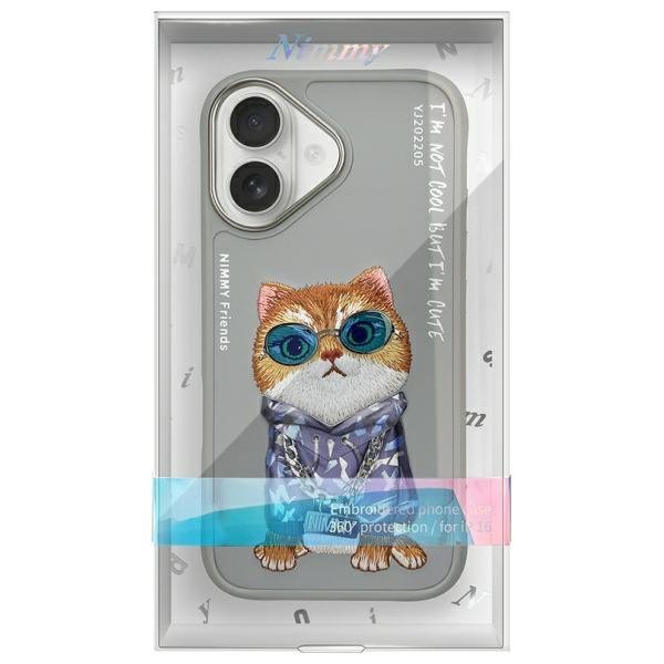 Nimmy etui iPhone 16 6.1&quot; szary/gray     Glasses Cool Cat