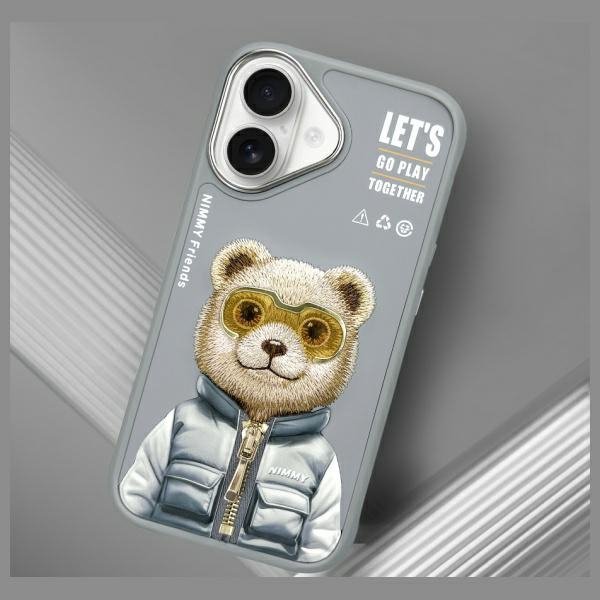 Nimmy etui iPhone 16 6.1&quot; szary/gray     Cool&Cute 2.0 Bear