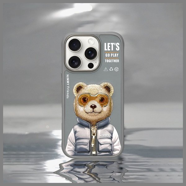 Nimmy etui iPhone 16 Pro Max 6.9&quot;        szary/gray Cool&Cute 2.0 Bear