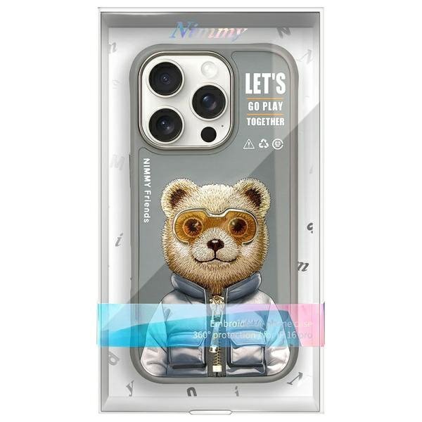 Nimmy etui iPhone 16 Pro Max 6.9&quot;        szary/gray Cool&Cute 2.0 Bear