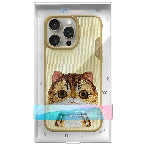 Nimmy etui iPhone 15 Pro 6.1&quot; khaki Big  Eyed Pet 2.0 Cat
