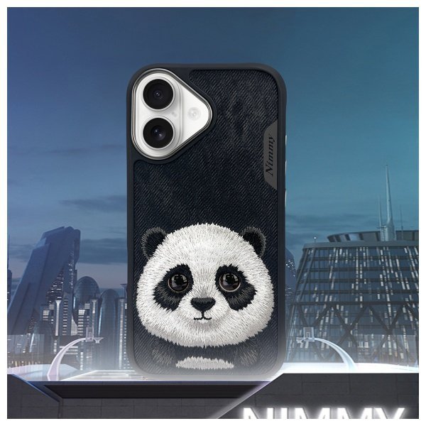 Nimmy etui iPhone 16 6.1&quot; czarny/black   Big Eyed Pet 2.0 Panda
