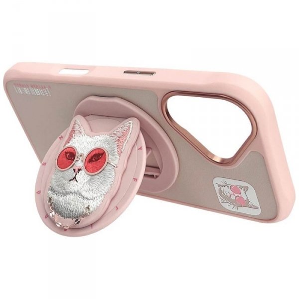 Etui Nimmy Glasses Cool Cat MagSafe do   iPhone 16 różowy