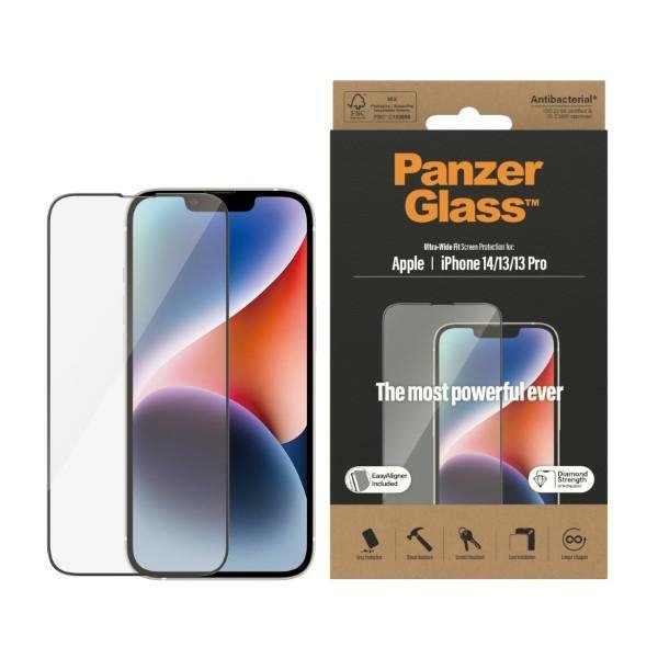 PanzerGlass Ultra-Wide Fit iPhone 14 /13 Pro / 13 6,1&quot; Privacy Screen Protection Antibacterial Easy Aligner Included P2783