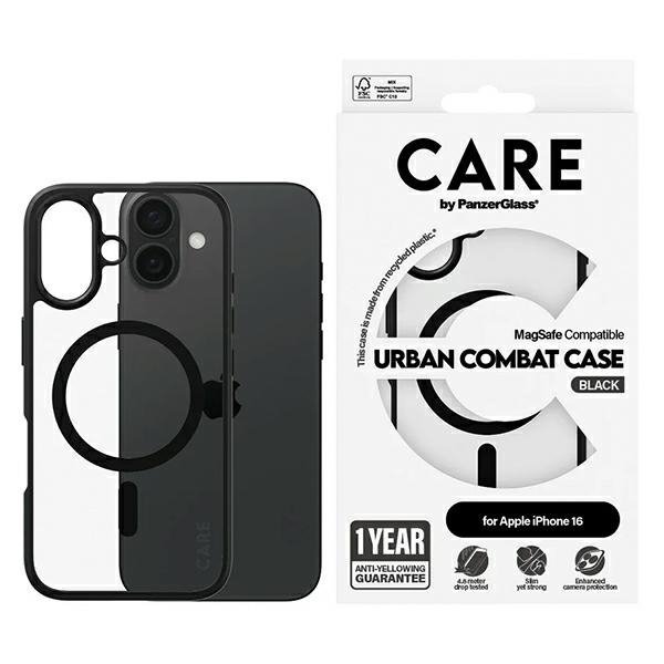 Etui CARE by PanzerGlass Flagship Urban  Combat Case iPhone 16 6,1&quot; czarny/black MagSafe 1357