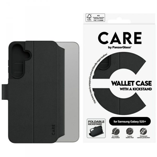 Etui CARE by PanzerGlass Feature Wallet  Kickstand do Samsung Galaxy S25+ czarny