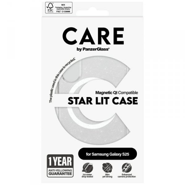 Etui CARE by PanzerGlass Flagship Urban  Combat Starlight White QI do Samsung Galaxy S25 przezroczysty