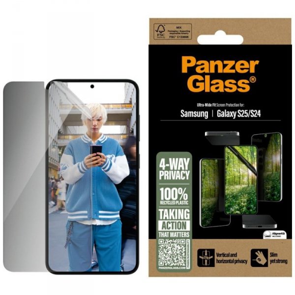 Szkło prywatyzujące PanzerGlass Eco      Matrix Ultra-Wide Fit do Samsung Galaxy S25