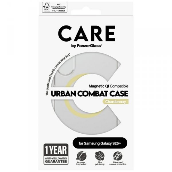 Etui CARE by PanzerGlass Flagship Urban  Combat Chardonnay QI do Samsung Galaxy S25+ przezroczysty