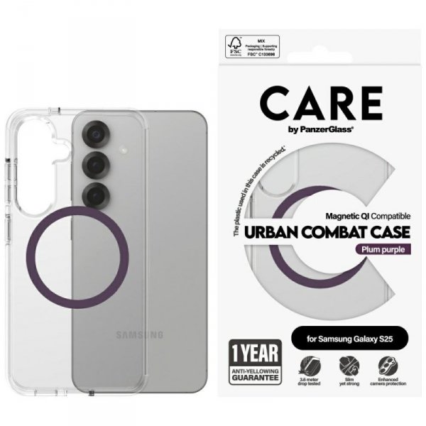 Etui CARE by PanzerGlass Flagship Urban  Combat Purple QI do Samsung Galaxy S25 przezroczysty
