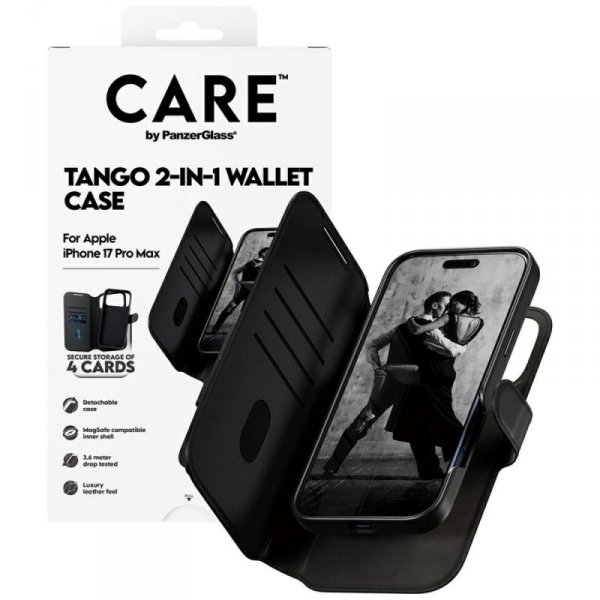 Etui CARE by PanzerGlass Feature Tango   2w1 Wallet Case MagSafe do iPhone 17 Pro Max czarny
