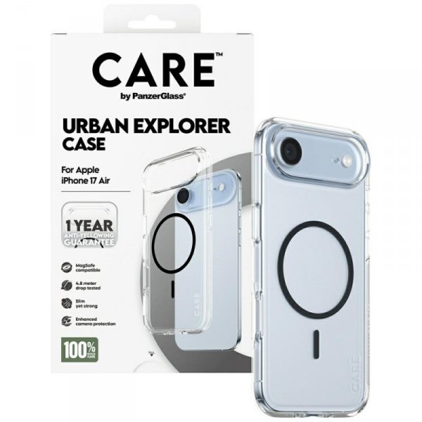 Etui CARE by PanzerGlass Flagship Urban  Explorer w. Black MagSafe do iPhone Air przezroczysty