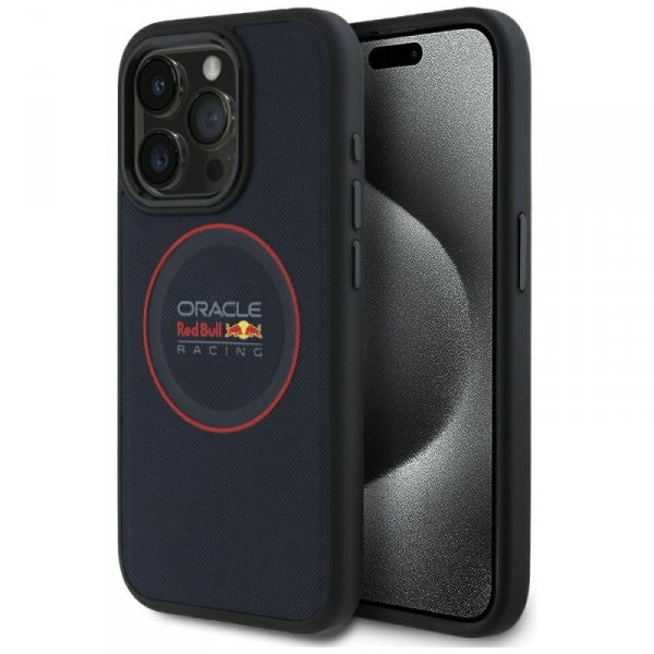 Red Bull RBHMP15L24PUILVR iPhone 15 Pro  6.1&quot; hardcase granatowy/navy Leather Red Ring MagSafe