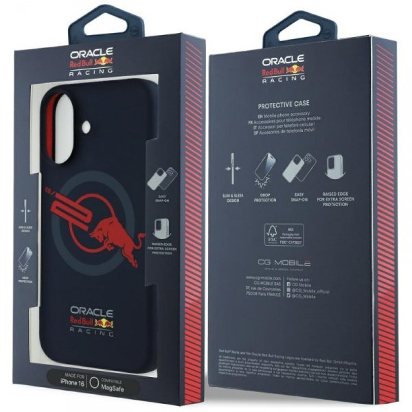 Etui Red Bull HC Silicone ORBR20 Logo    Red Lining do iPhone 16 MagSafe granatowy