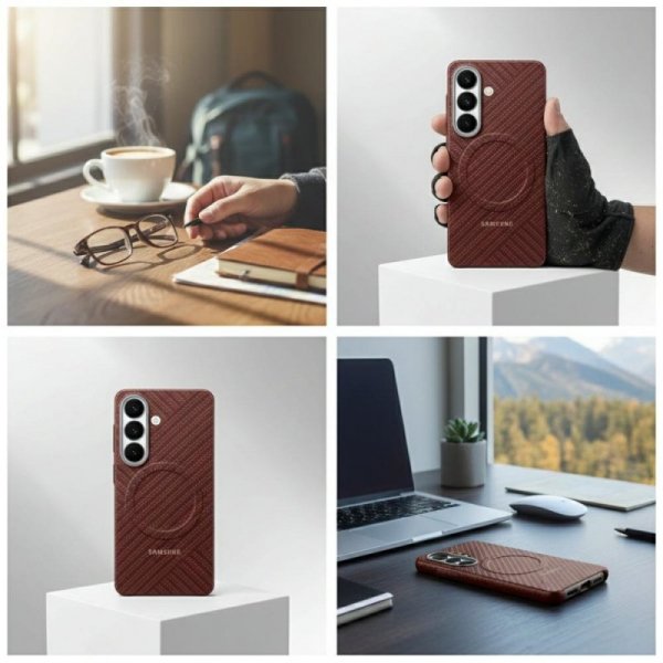 Etui Samsung Carbon Magnet do Samsung Galaxy S26+ czerwony