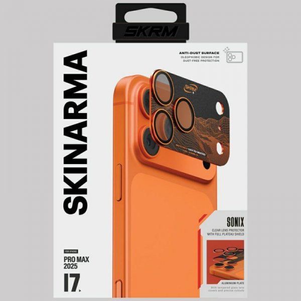 Szkło na obiektyw aparatu Skinarma Sonix Full Aluminium do iPhone 17 Pro Max pomarańczowy